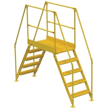 Image for Vestil Yellow Steel 5-Step Tall Crossover Ladder 48" from HD Supply