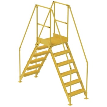 Image for Vestil Yellow Steel 6-Step Tall Crossover Ladder 24" from HD Supply