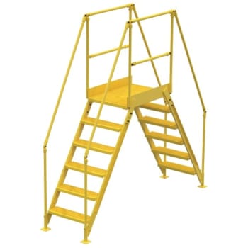 Vestil Yellow Steel 6-Step Tall Crossover Ladder 36"