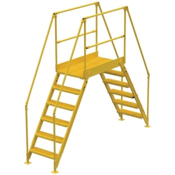 Image for Vestil Yellow Steel 6-Step Tall Crossover Ladder 48" from HD Supply