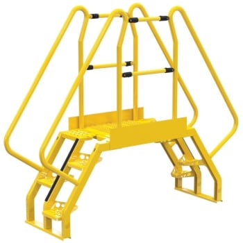 Image for Vestil Yellow Steel 4-Step Alternating Crossover Ladder 86 X 73" from HD Supply