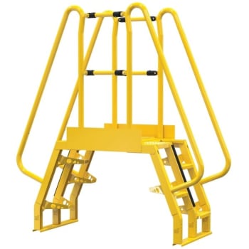 Image for Vestil Yellow Steel 4-Step Alternating Crossover Ladder 66 X 73" from HD Supply