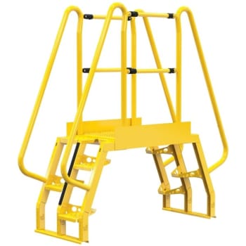 Image for Vestil Yellow Steel 4-Step Alternating Crossover Ladder 73 x 73" from HD Supply