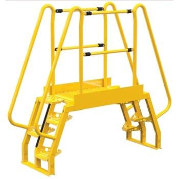 Image for Vestil Yellow Steel 4-Step Alternating Crossover Ladder 80 X 73" from HD Supply
