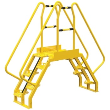 Image for Vestil Yellow Steel 5-Step Alternating Crossover Ladder 90 x 81" from HD Supply
