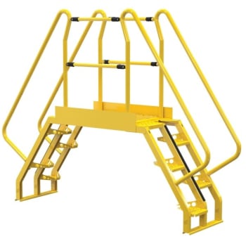 Image for Vestil Yellow Steel 5-Step Alternating Crossover Ladder 104 X 81" from HD Supply