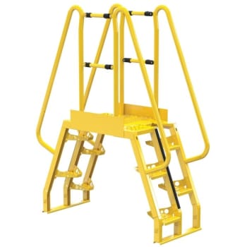 Image for Vestil Yellow Steel 5-Step Alternating Crossover Ladder 66 x 81" from HD Supply