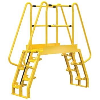 Image for Vestil Yellow Steel 5-Step Alternating Crossover Ladder 80 X 81" from HD Supply