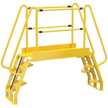 Image for Vestil Yellow Steel 5-Step Alternating Crossover Ladder 94 x 81" from HD Supply