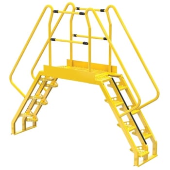 Image for Vestil Yellow Steel 7-Step Alternating Crossover Ladder 104 X 91" from HD Supply
