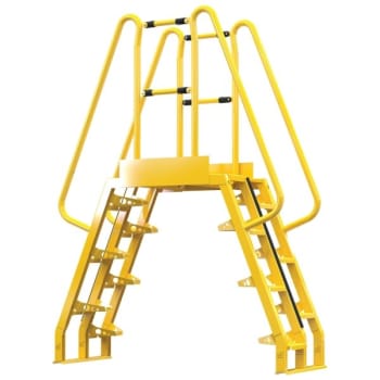Image for Vestil Yellow Steel 7-Step Alternating Crossover Ladder 67 x 91" from HD Supply
