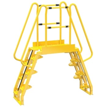 Image for Vestil Yellow Steel 7-Step Alternating Crossover Ladder 74 X 91" from HD Supply