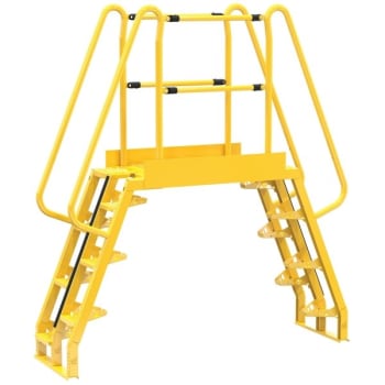 Image for Vestil Yellow Steel 7-Step Alternating Crossover Ladder 81 X 91" from HD Supply