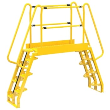 Image for Vestil Yellow Steel 7-Step Alternating Crossover Ladder 95 x 91" from HD Supply