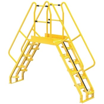 Image for Vestil Yellow Steel 8-Step Alternating Crossover Ladder 113 x 103" from HD Supply