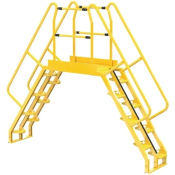 Image for Vestil Yellow Steel 8-Step Alternating Crossover Ladder 126 x 103" from HD Supply