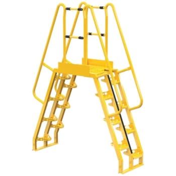 Image for Vestil Yellow Steel 8-Step Alternating Crossover Ladder 77 x 103" from HD Supply