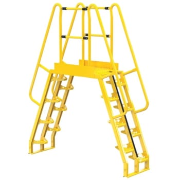 Image for Vestil Yellow Steel 8-Step Alternating Crossover Ladder 84 x 103" from HD Supply