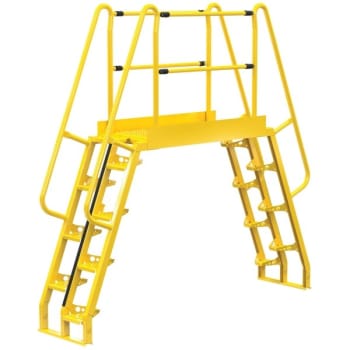 Image for Vestil Yellow Steel 8-Step Alternating Crossover Ladder 105 X 103" from HD Supply