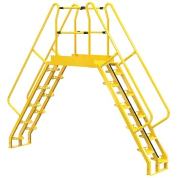 Image for Vestil Yellow Steel 10-Step Alternating Crossover Ladder 136 X 115" from HD Supply