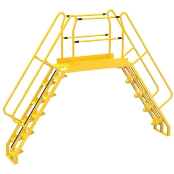 Image for Vestil Yellow Steel 10-Step Alternating Crossover Ladder 150 X 115" from HD Supply