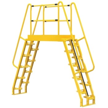Image for Vestil Yellow Steel 10-Step Alternating Crossover Ladder 115 X 115" from HD Supply
