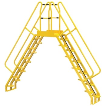 Image for Vestil Yellow Steel 12-Step Alternating Crossover Ladder 138 X 127" from HD Supply