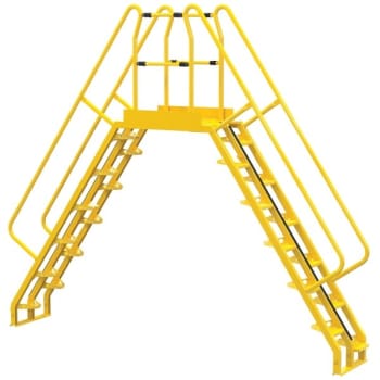 Image for Vestil Yellow Steel 12-Step Alternating Crossover Ladder 145 X 127" from HD Supply