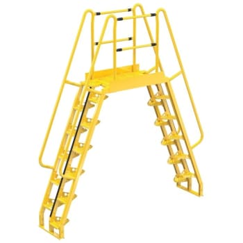 Image for Vestil Yellow Steel 12-Step Alternating Crossover Ladder 110 x 127" from HD Supply