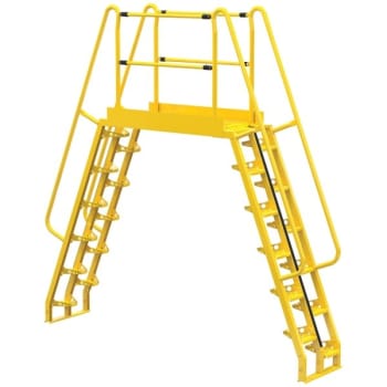 Image for Vestil Yellow Steel 12-Step Alternating Crossover Ladder 124 x 127" from HD Supply