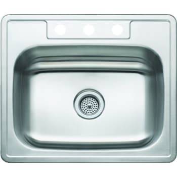 Seasons® 25W X 22L X 7D Single Bowl Topmount 3-Hole 21G Stainless Steel Sink