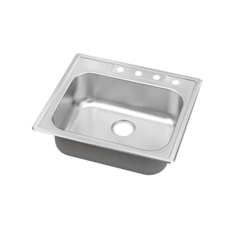 Seasons® 25w X 22l X 8d Single Bowl Topmount 4-Hole 20g Stainless Steel Sink