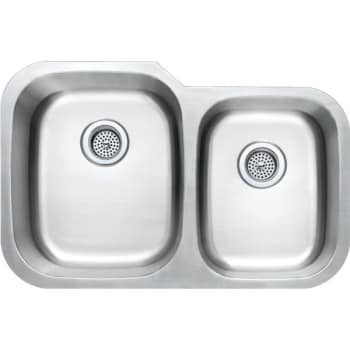 Seasons® 31W X 20L X 9/7.5D Double Offset Left Undermount SS Kitchen Sink