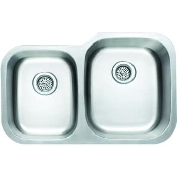 Seasons® 31W X 20L X 7.5/9D Double Offset Right Undermount SS Kitchen Sink