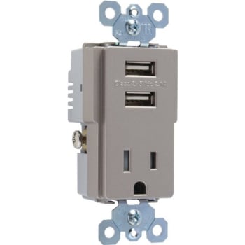 Image for Legrand® Radiant 15 Amp 1 Standard Outlet w/ USB Ports (Nickel) from HD Supply