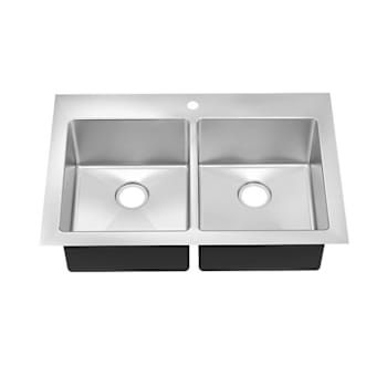 Seasons® 33"W X 22"L X 9"D Double Bowl Dual Mount 1-Hole 18g Ss Kitchen Sink