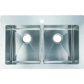 Image for Seasons® 33"w X 22"l X 9"d Double Bowl Dual Mount 1-hole 18g Ss Kitchen Sink from HD Supply