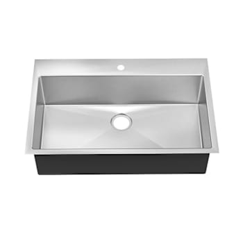 Seasons® 33w X 22l X 9"D Single-Bowl Dual-Mount Single-Hole 18 Gauge Kitchen Sink, Stainless Steel