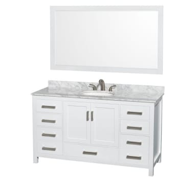 Wyndham Collection Sheffield 60 In. Single Bathroom Vanity W/ Top, Sink, And Mirror (White)