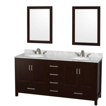 Image for Wyndham Collection Sheffield 72 In. Double Bathroom Vanity W/ Sinks And Mirror (Espresso) from HD Supply