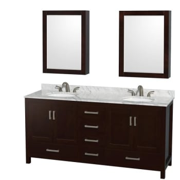 Image for Wyndham Collection Sheffield 72 In. Double Bathroom Vanity W/ Top, Sinks, And Medicine Cabinets (Espresso) from HD Supply