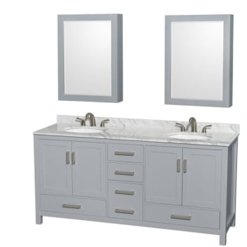 Image for Wyndham Collection Sheffield 72 In. Double Bathroom Vanity W/ Medicine Cabinets (Gray) from HD Supply