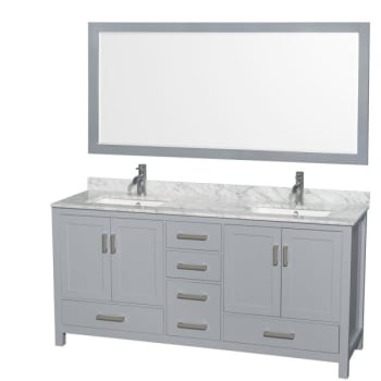 Wyndham Collection Sheffield 72 In. Double Bathroom Vanity W/ 70 In. Mirror (gray)