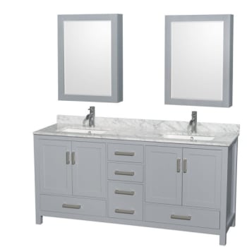 Image for Wyndham Collection Sheffield 72 In. Double Bathroom Vanity W/ Top And Medicine Cabinets (Gray) from HD Supply