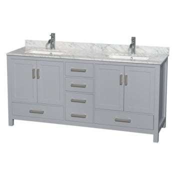 Design House Wyndham Sheffield Gray Double Bath Vanity 72 Inch With Top, Square Sink