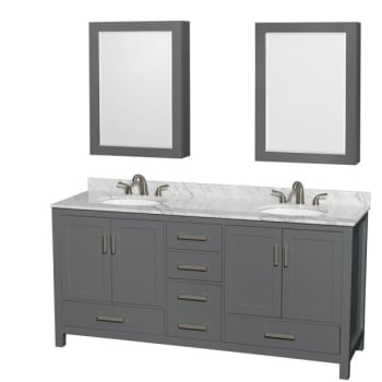 Image for Wyndham Collection Sheffield 72 In. Double Bathroom Vanity W/ Oval Sinks And Medicine Cabinets (Dark Gray) from HD Supply