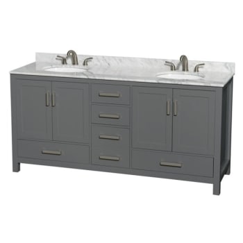 Image for Wyndham Collection Sheffield 72 In. Double Bathroom Vanity W/ Top And Oval Sinks (Dark Gray) from HD Supply