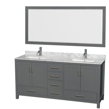 Design House Wyndham Sheffield Dark Gray Double Bath Vanity 72 Inch With Top -  Mirror