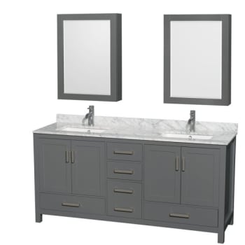 Image for Wyndham Collection Sheffield 72 In. Double Bathroom Vanity W/ Medicine Cabinets (dark Gray) from HD Supply