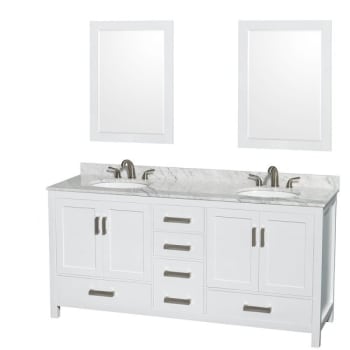 Image for Design House Wyndham Sheffield White Double Bath Vanity With Top,Oval Sink - 24 Inch Mirror from HD Supply